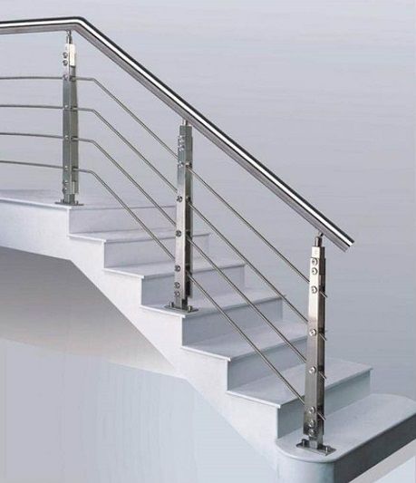 Stainless Steel Stair Railing, Steel Stairs Design, Steel Stair Railing, Stainless Steel Staircase, Steel Railing Design, Modern Railing, Modern Stair Railing, Staircase Railing Design, Handrail Design