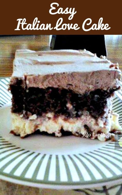 Easy Italian Love Cake | Lovefoodies Italian Love Cake, Italian Desserts Easy, Italian Love, Italian Cake, Cheesecake Chocolate, Dessert Easy, Easy Italian, A Piece Of Cake, Köstliche Desserts