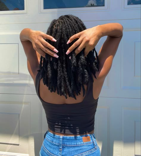 natural black womens locs hair styles Womens Loc Styles, Shoulder Length Locs, Loc Growth, Girl Locs, Beautiful Crowns, Locs Inspiration, Dreads Styles For Women, Natural Curly Hair Cuts, Short Locs Hairstyles