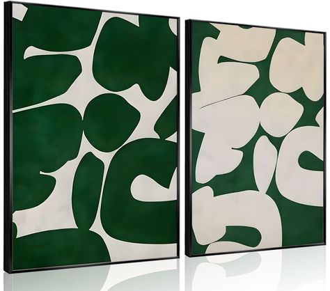 PRICES MAY VARY. Abstract Dark Green and White Canvas Wall Art sizes, 12x16 inches .The canvas poster was not stretched on any frame, please choose a suitable hanging method for installation.The abstract design in green and white is imaginative and can become the focal point of any room. Our Dark Green and White prints are printed on premium canvas using advanced printing technology to achieve gallery quality. The image has high definition, bright colors, strong texture, full of vitality and res Black And Green Artwork, Simple Green Painting, Green Aesthetic Art, Dark Green Painting, Green Abstract Artwork, Green Gallery Wall, Simple Posters, Posters Painting, Board Architecture