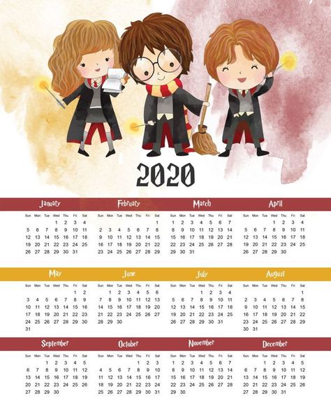 A Free Printable 2020 Harry Potter One Page Calendar is just what you have been looking for! It's the year at a glance with a touch of wonderful magic! Harry Potter Calendar, Harry Potter Weihnachten, One Page Calendar, Harry Potter Valentines, Harry Potter Planner, Classe Harry Potter, Harry Potter Printables Free, Harry Potter Butter Beer, Harry Potter Free