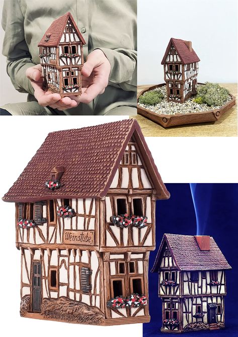 PRICES MAY VARY. 🏠 FINE CRAFT AND A LOVELY DESIGN CERAMIC HOUSE. Can be just a heart-melting and precious gift for a variety of life events, a beautiful addition to your collection or an exquisite decoration for your home. 🏡 GERMAN VILLAGE HOUSE. Collectible historical miniature Spitzhäuschen House in Bernkastel-Kues, Germany. 📏 Height: ~ 4.72" (~ 11.99 cm) Width: ~ 2.30" (~ 5.84 cm) Length: ~ 3.70" (~ 9.40 cm) 🎁 COLLECTIBLE MINIATURE. Could be an Original Gift Idea for the variety of life e German Cottage, Ceramic Architecture, Fall Village, Ceramic Christmas Village, Wonky Houses, Tiny Glade, Ceramic Village, Cone Incense Holder, Clay Idea