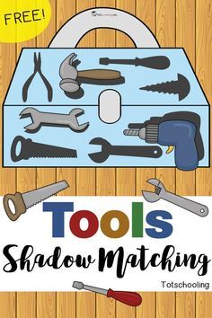 FREE Tools matching activity with a tool box and 8 different construction tools. Great toddler activity for Father's Day or community helpers theme. Construction Activities Preschool, Construction Theme Preschool, Community Helper Lesson, Community Helpers Preschool Activities, Preschool Construction, Community Helpers Unit, Tools Theme, Shadow Matching, Community Helpers Theme