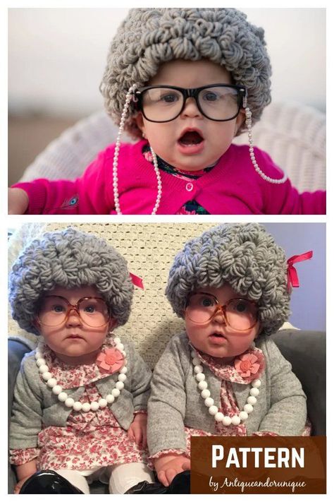 Granny Wig Crochet Pattern Crochet Old Lady Wig Free Pattern, Crochet Old Lady Wig Pattern, Crochet Granny Wig, Crochet Funny Hats Free Pattern, Crochet Old Lady Wig, Funny Crochet Hats, Crochet Wig Pattern, Crochet Funny Hat, Yarn Wigs