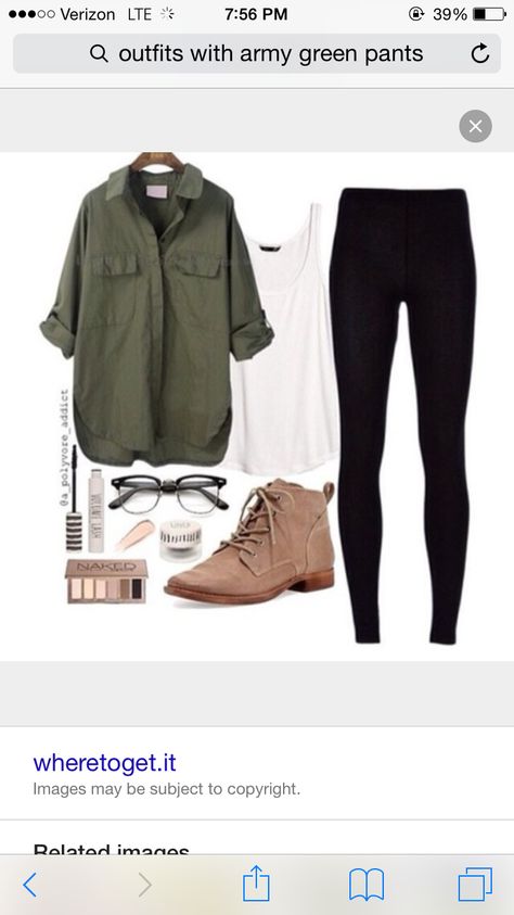 Green Blouse Outfit, Green Shirt Outfits, Look Legging, Black Skirts, Black Leggings Outfit, Mode Hippie, Army Green Jacket, Legging Outfits, Leggings Casual