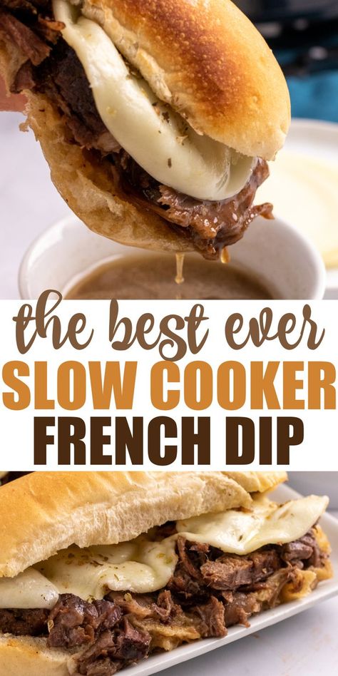 French Dip Recipe, Slow Cooker French Dip Sandwiches, French Dip Sandwich Crockpot, Slow Cooker French Dip, French Dip Recipes, French Dip Crock Pot, Slow Cooker Steak, French Dip Sandwiches, Dip Sandwiches