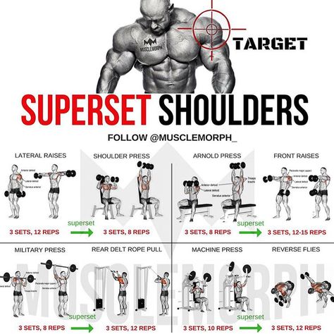 (Swipe Left) Complete 6 days a week superset workout plan!✅@musclemorph_ Monday: Chest Tuesday: Back Wednesday: Shoulders Thursday: Legs Friday: Arms Saturday: Abs Sunday: Rest - Enhance your progress with MuscleMorph Supplements from the LINK in our BIO ✔️MuscleMorphSupps.com . TAG YOUR GYM PALS #MuscleMorph Gym Antrenmanları, Muscle Abdominal, Gym Workout Chart, Gym Workouts For Men, Muscle Building Workouts, Weight Training Workouts, Workout Chart, Workout Plan Gym, Chest Workouts