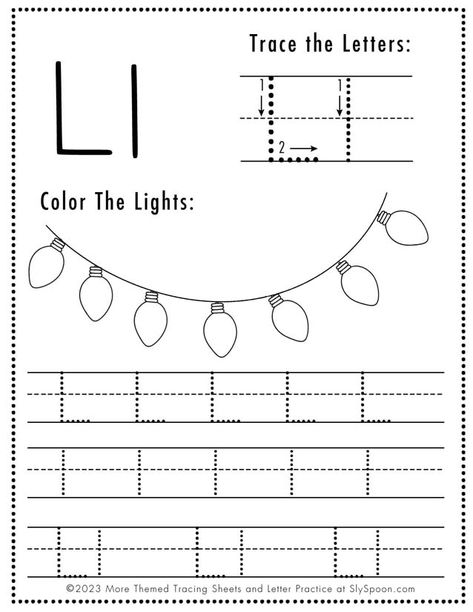 Christmas Letter Tracing, L Is For Lights Preschool, Letter L Preschool Activities, L Is For, Letter L Worksheets For Preschoolers, L Worksheets Preschool, L Activities For Preschool, Letter L Crafts For Preschoolers, Letter L Activities For Preschool