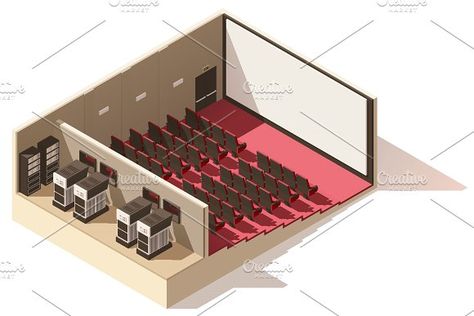 Easy Digital Art, Theatre Illustration, Digital Art Programs, Auditorium Chairs, Theater Architecture, Theatre Photography, Building Icon, Isometric Art, Projection Screen