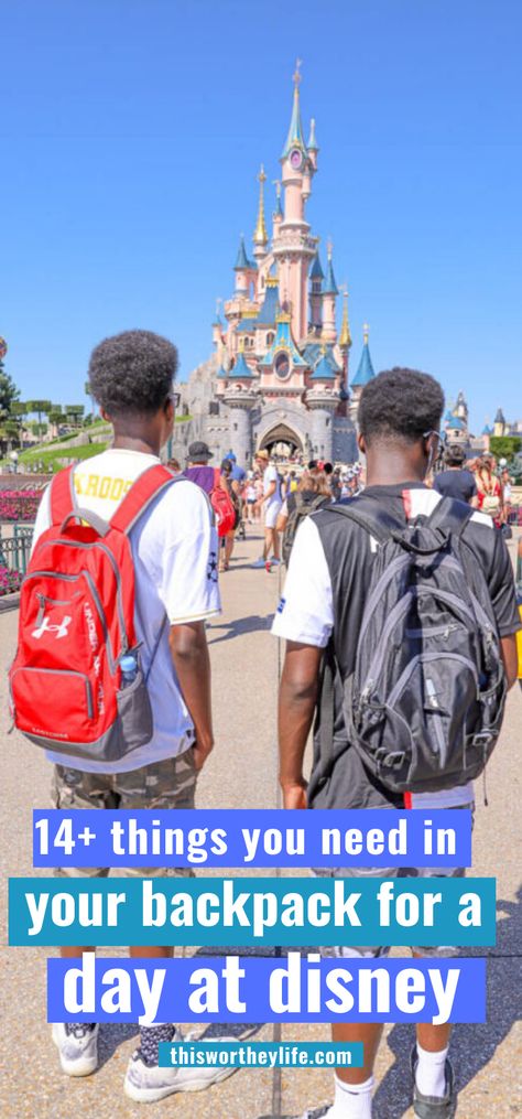 Disneyland Backpack Essentials, Diy Disney Backpack, Cheap Disney Backpack For Daily Use, Disney Backpack Essentials, Disney Backpack For Everyday Use, Character Backpacks For Disney Trips, Disney Backpack For Daily Use, Backpack For Disney World, Backpack For Disney