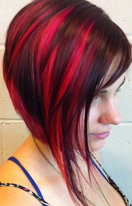 Look at how vibrant this color is #Hair Elumen Red Color Hair Highlights, Elumen Hair Color, Monat Rejuveniqe, Hair Color Red Ombre, Red Bob Hair, Bob Hairstyle Ideas, Red Highlights, Hair Color Highlights, Trendy Hair Color