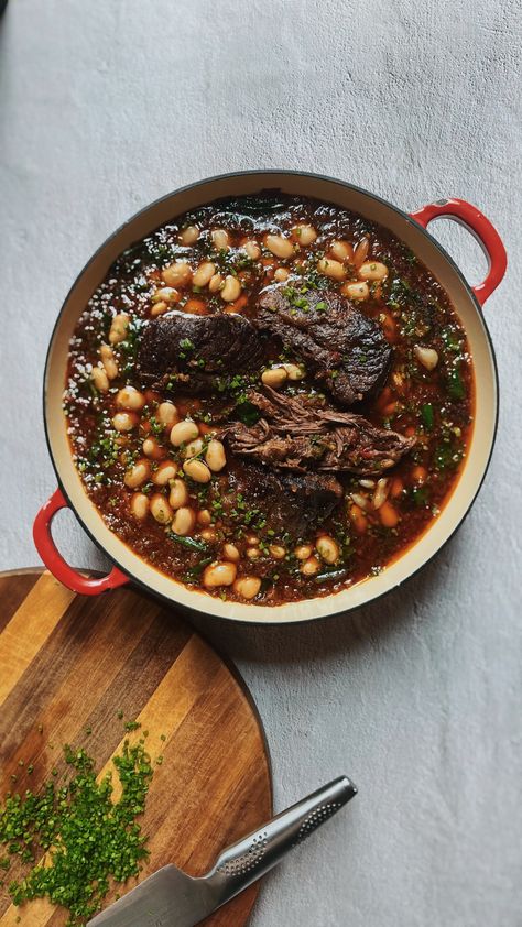 Braised Beef Short Ribs w/ Butter Beans by Ottolenghi — HangryLab Braised Butter Beans, Bone In Short Ribs, Braised Beef Short Ribs, Beef Back Ribs, Fall Meals, Canned Butter, Braised Short Ribs, Beef Short Ribs, Braised Beef