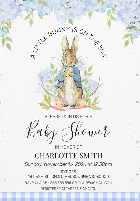 Bunny Baby Shower Invites, Bunny Invitations, Baby Shower Vintage, Bunny Baby Shower, Rabbit Gifts, Rabbit Baby, Vintage Invitations, Baby Shower Invites, Boy Baby Shower