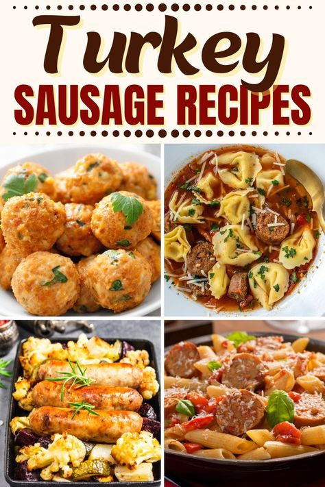 These turkey sausage recipes make for easy, healthy dinners! From pasta to soup to burgers, swap out your usual protein for turkey sausage, and you won't regret it. Turkey Cheddar Sausage Recipes, Healthy Recipes With Turkey Sausage, Dinners With Turkey Sausage, Turkey Rope Sausage Recipes, Jennie O Turkey Sausage Recipes, Turkey Sausage And Pasta Recipes, Recipes With Turkey Italian Sausage, Recipe With Turkey Sausage, Turkey Sausage Dinner Ideas