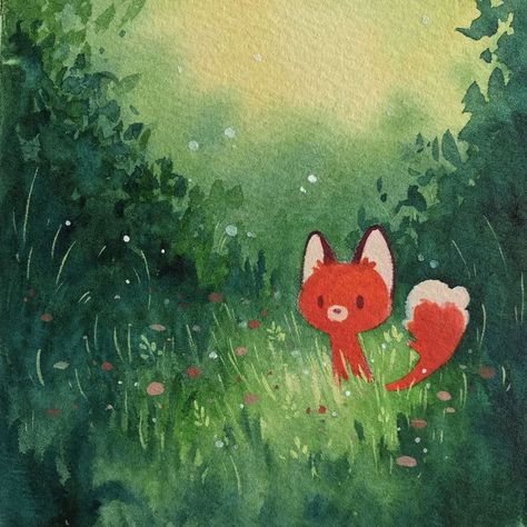 Little red fox on Behance For Background, Acryla Gouache, Fox Drawing, 동화 삽화, Arte 8 Bits, Posca Art, Fox Illustration, Book Illustration Art, Oita