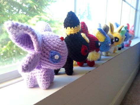 choose your eeveelution by aringurumi on Etsy Eeveelutions Crochet Free Pattern, Crochet Eevee Evolutions, Espeon Crochet Pattern Free, Crochet Eeveelutions, Eeveelutions Amigurumi, Eeveelution Crochet, Eeveelutions Crochet, Eevee Crochet, Sylveon Pokemon