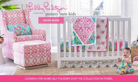 Lilly Pulitzer | Pottery Barn Kids Lilly Pulitzer Nursery Ideas, Lilly Pulitzer Nursery, Flamingo Nursery, The Oasis, Future Children, Girls Nursery, Floral Nursery, Project Nursery, Bedroom Nursery