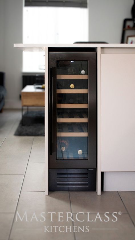 Kitchen storage ideas to help your kitchen become more practical, yet stylish. Discover more kitchen storage ideas on our website. Kitchen With Wine Cooler, Build In Wine Fridge, Kitchen Wine Cooler, Wine Cooler Cabinet Ideas, Kitchen Wine Storage, Wine Storage Ideas, Eket Cabinet, Kitchen 2024, Kitchen Storage Ideas