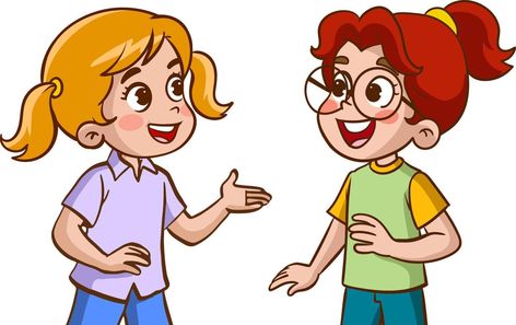 happy cute kids boy and girl talking each othercartoon vector Squad Aesthetic, Adjectives Grammar, Girls Squad, Red Cloak, Boy Sketch, Kids Talking, Friend Cartoon, Small Boy, Cartoon Boy