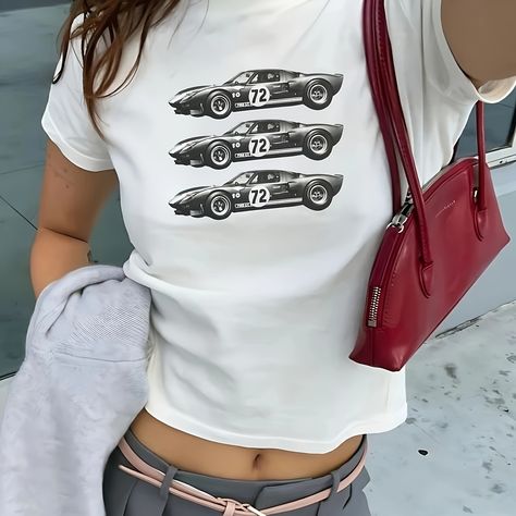 Faster shipping. Better service Streetwear Graphic Tees Women, Car Tshirt Outfit, Baby T Shirt Outfit Women, Car Shirts For Women, Vintage Car T Shirt, Graphic Cropped Tee, Etsy Graphic Tees, Fitted Graphic Tee, Aesthetic T Shirts Vintage