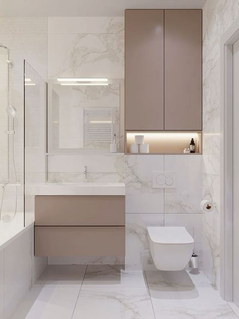 Small White Bathroom Ideas, Modern Small Bathrooms, Luxury Master Bathrooms, Bathroom Inspiration Modern, Bathroom Decor Luxury, Bathroom Redesign, Bathroom Design Decor, Toilet Design, Apartment Bathroom