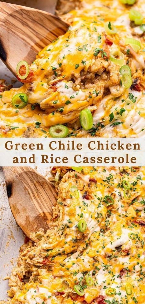 Green Chile Chicken And Rice, Chicken And Rice Casserole, Green Chile Chicken, Chicken And Rice, Rice Casserole, Easy Casserole Recipes, Chicken Dishes Recipes, Easy Casserole, Green Chile