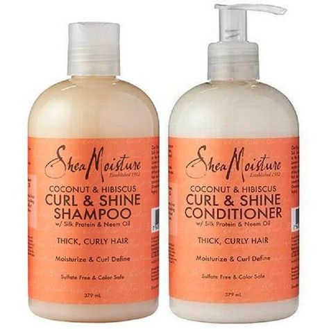 SHEA MOISTURE COCONUT & HIBISCUS CURL AND SHINE SHAMPOO & CONDITIONER 13oz + FREE TRACK DELIVERY Shea Moisture Coconut And Hibiscus, Shea Moisture Conditioner, Shea Moisture Shampoo, Shea Moisture Coconut, Messy Curly Hair, Coconut Hibiscus, Coconut Shampoo, Curl Shampoo, Mens Shampoo