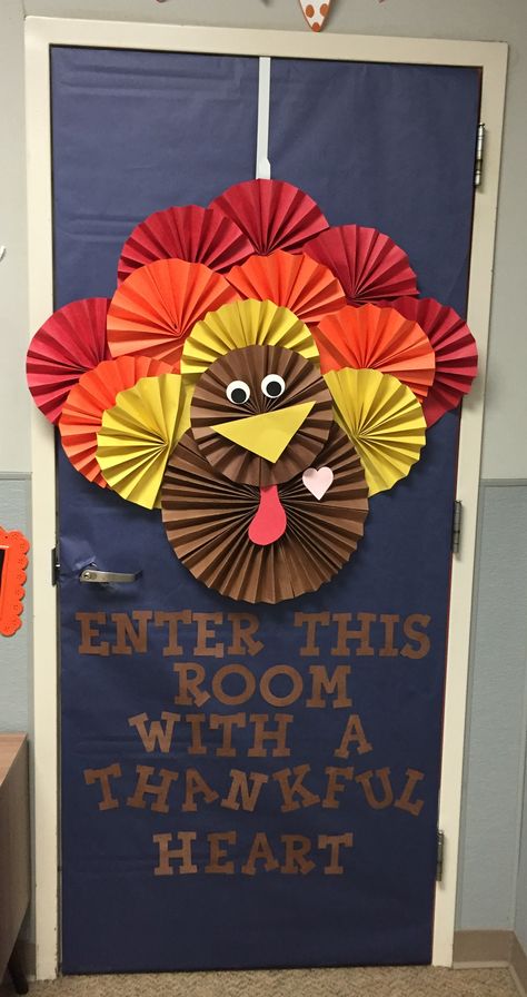 Thanksgiving Decorations Kindergarten, Turkey Door Ideas For Classroom, Fall Decorations For Daycare, Turkey Classroom Decorations, Thanksgiving Door Decorations For School, November Teacher Door Ideas, Fall Classroom Decorations Bulletin Boards, Thanksgiving Teacher Door Ideas, Teachers Door Decorations