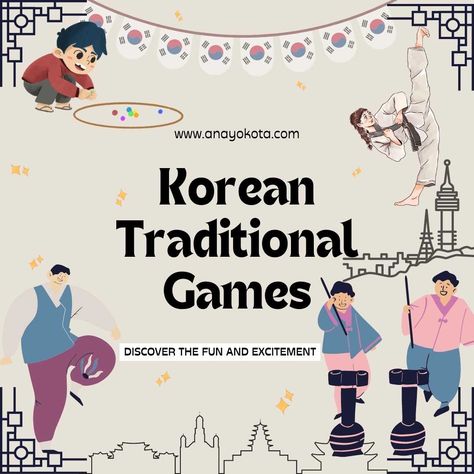 Korea Activities For Kids, Korean Games, Korea Country, Taboo Game, Korean Crafts, Bingo For Kids, National Games, Playground Games, Fun Outdoor Activities