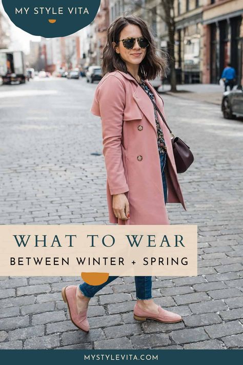 The best tips and tricks to dressing for that in-between weather of winter to spring. Check out these transitional outfit ideas and tips from My Style Vita. PLUS, subscribe and get the FREE spring capsule guide! #elevatedeveryday #mystylevita Dressy Casual Winter, Early Spring Outfits Casual, Warm Spring Outfits, Cold Spring Outfit, Dressy Spring Outfits, Classy Looks, Spring Wardrobe Essentials, Transitional Dressing, Winter Outfits Ideas