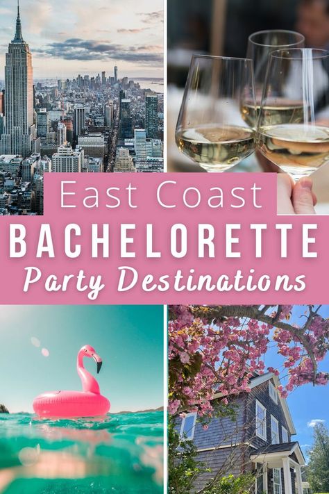 East Coast Bachelorette, Bachelorette Destination Ideas, Bachelorette Party Trip Ideas, Bachelorette Party Places, Bachelor Party Destinations, Coast Bachelorette Party, Bachelorette Locations, Winery Bachelorette Party, Weekend Beach Trip