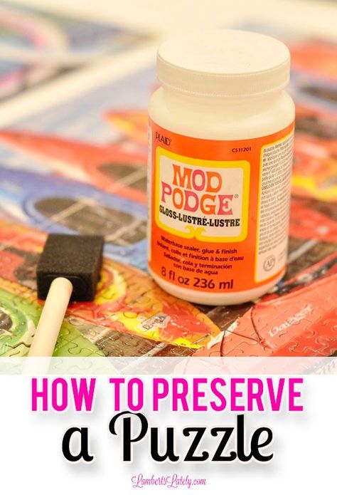 Puzzle Modge Podge, Glueing A Puzzle Together, How To Preserve A Puzzle, Glue Puzzle Together Diy, Puzzle Glue Diy, How To Glue A Puzzle Together, How To Frame A Puzzle Diy, Puzzle Hanging Ideas, How To Glue A Puzzle For Framing