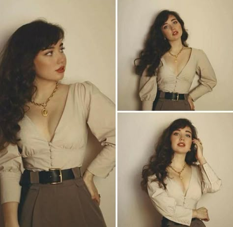 40s Outfit Inspiration, Dark Academia Romantic Body Type, Sweetheart Line Dress, Hot Weather Academia Outfits, Modern Elvish Outfits, Blouse And Slacks Women, Modern 30s Fashion, Cozy Librarian Aesthetic, 2023 High Fashion Trends