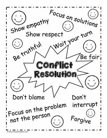 Poster for Conflict Resolution Conflict Resolution Activities, Conflict Resolution Worksheet, Resolve Conflict, School Counseling Activities, Self Esteem Activities, Elementary Curriculum, Kids Feelings, Elementary Counseling, Social Emotional Learning Activities