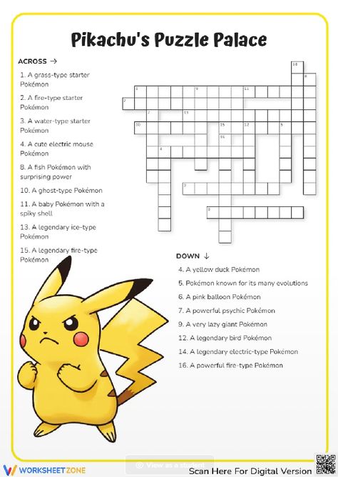 Complete this Pikachu's Crossword Puzzle Palace, using the given clues that related to the beloved animated series film all the time: Pokémon. Check it out! #pikachu #pokemon #anime #crossword #puzzles #pikachucrosswordpuzzle #worksheets #interactive #printable #kindergarten #backtoschool Pokemon Worksheets, Printable Kindergarten, Pokemon Anime, Crossword Puzzles, Crossword Puzzle, Puzzles For Kids, Animation Series, Palace, Pikachu