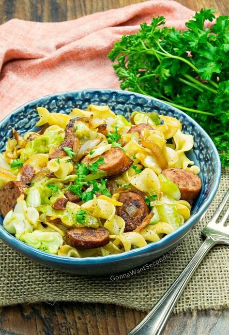 Haluski Recipe - Gonna Want Seconds Haluski Recipe, Sweet Onions, Cabbage And Bacon, Polish Food, Pasta Pot, Easy One Pot Meals, Sausage Pasta, Kielbasa, Egg Noodles