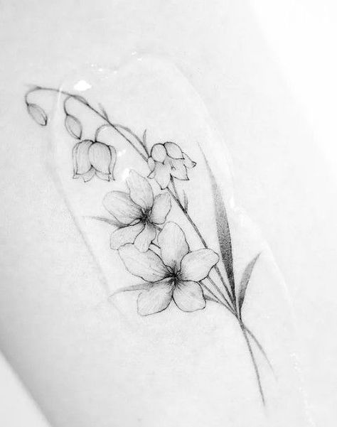 Narcissus And Iris Flower Tattoo, Lily Of The Valley Tattoo Ideas, Lily Of The Valley And Violet Tattoo, Lily Of The Valley And Hawthorn Tattoo, Lily Of The Valley Flower Tattoo, Sweetpea Flower Tattoo, Hawthorne Flower Tattoo, Snowdrop Flower Tattoo, May Tattoo