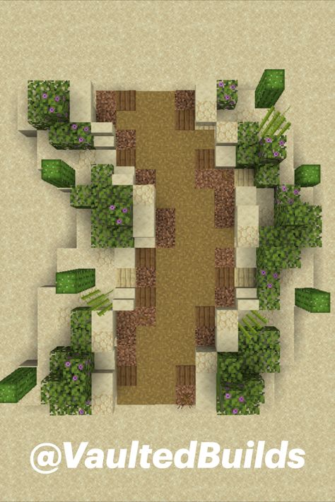 Minecraft Desert Pathway! Minecraft Desert Landscape, Desert Biome Minecraft, Minecraft Oasis Build, Minecraft Desert Interior, Minecraft Sand Path, Desert Port Minecraft, Minecraft Desert Temple Ideas, Desert Portal Minecraft, Desert Well Minecraft