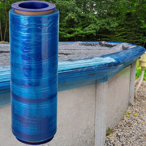 PRICES MAY VARY. Keep Pool Cleaning: The winter pool cover seal can effectively prevent the above-ground pool cover from being damaged by bad weather in winter and debris falling into the pool, such as leaves, weeds, dirt, etc., and keep the pool clean. Easy to Use: Simply wrap the winter cover saver tightly around your pool cover to prevent it from falling off. It is recommended to reinforce with tape after wrapping. Protecting winter mulch from low temperatures and freezing extends its life. L Above Ground Pool Cover, Winter Pool, Winter Pool Covers, Takeaway Packaging, Blue Patio, Winter Air, Shrink Film, Stretch Film, Logistics Transportation