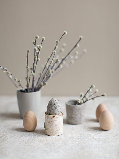 Easter egg decoration | Natural gray felted egg | Unique embroidered home decor Rustic Easter table Small Easter Gifts, Eco Friendly Easter, Easter Egg Cups, Simple Table Decorations, Easter Table Centerpieces, Easter Egg Decoration, Rustic Easter, Egg Decoration, Cylinder Candles