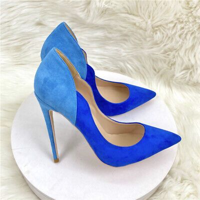 Premium Quality Women High Slim Heels Pump Slip On Sexy Pointed Toe Stiletto Shoes Blue Clubwear, Womens Shoes Blue Pumps Heels, Trendy High Heels, Fancy Heels, Cute Shoes Heels, Elegant High Heels, Heart Shoes, Beautiful High Heels, Shoes Too Big, Pumps Heels Stilettos