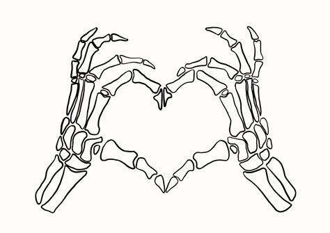 Skeleton Heart Drawing, Small Skeleton Tattoo Simple, Skeleton Hand Heart Tattoo, Halloween Love Drawings, I Love You Skeleton Hand Tattoo, Romantic Goth Tattoo, Skeleton Tattoo Stencil, Skeleton Heart Tattoo, Things To Draw Your Boyfriend