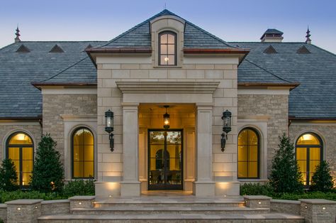 Lufkin, Texas - Mediterranean - Exterior - Houston - by Solara Custom Doors & Lighting | Houzz Modern French Country Exterior, Rounded Windows, French Country Exterior, Mediterranean Exterior, Classical House, Modern French Country, Classic House Exterior, Casas Coloniales, Mediterranean Homes