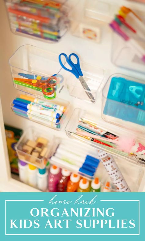 See a secret trick for how to organize kids' art supplies! Keep kids craft supplies hidden and under control with a few simple hacks and ideas. Awesome home organization DIY project for a weekend at home or if you are a stay at home parent. #kidsart #artsupplies #craftsupplies #stayathome #workfromhome #homeorganization Kids Arts And Crafts, Crafts Storage, Art Cabinet, Arts And Crafts Storage, Kids Craft Supplies, Art Supplies Storage, Craft Cabinet, Art Supply Organization, Toddler Arts And Crafts