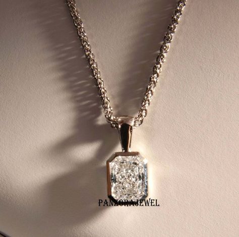 Moissanite Pendant, Moissanite Necklace, Radiant Diamond, Solitaire Pendant, Radiant Cut, Unique Pendant, Three Stone Rings, Art Deco Ring, Eternity Ring