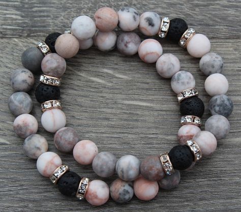 Pink Zebra Jasper and Lava Stone SKINNY Stretch Bracelet | Etsy Crystal Bracelet Patterns, Pink Zebra Jasper Bracelet, Lava Bracelet Ideas, Stretch Bracelet Ideas, Lava Bead Bracelet Ideas, Natural Stone Beaded Bracelets, Beaded Stone Bracelets, Natural Stone Bracelet Ideas, Crystal Bead Bracelet Ideas