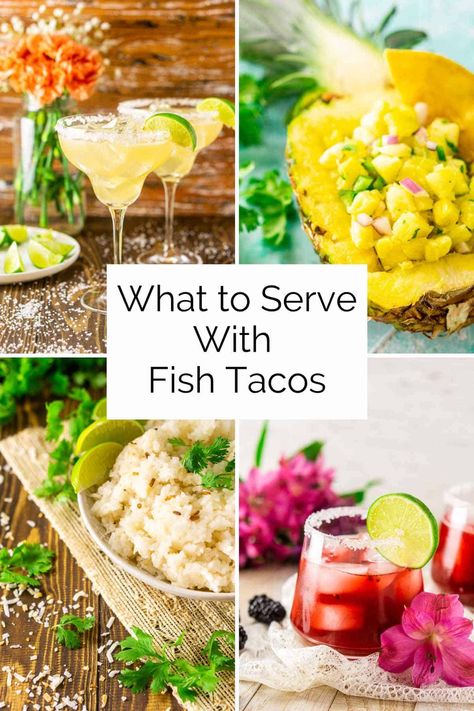 Taco night is here, but do you know what to serve with fish tacos? Rest assured, these recipes are the perfect accompaniment to any big platter of tacos. From appetizers to salsas, easy side dishes and refreshing drinks, this complete guide has everything you need for a crowd-pleasing meal. Shrimp Tacos For A Crowd, What To Serve With Fish Tacos, What To Serve With Fish, Sides For Fish Tacos, Taco Dinner Party, Tacos Dinner, Hosting Recipes, Baja Sauce, Mexican Bean Salad