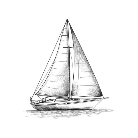 Premium AI Image | Sea sailboat ai generated Sailboat Line Art, Boat Sketch Simple, Tattoo Sailboat, Sail Boat Drawing, Boats Drawing, Sailboat Sketch, Sailboat Illustration, Watercolor Boats, Sailboat Drawing