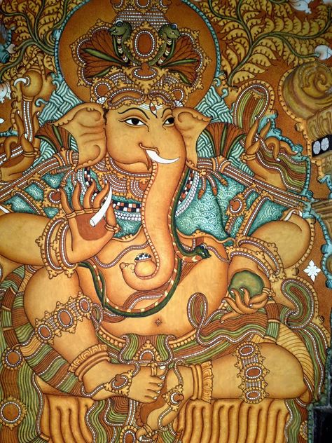 Mural Paintings, Ganesh Art Paintings, Kerala Mural Painting, Ganesh Art, Indian Painting, Om Namah Shivaya, Ganesha Painting, Ganesha Art, Indian Folk Art