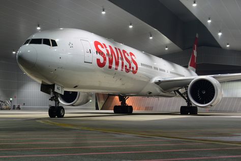 Swiss Boeing 777-300 in the wash pan at Zurich 21st January 2019 during Buchair night tour Swiss Airplane, Boeing 777 300, Hello Moto, Luxury Jets, Aircraft Maintenance, Boeing Aircraft, International Airlines, General Aviation, Boeing 777